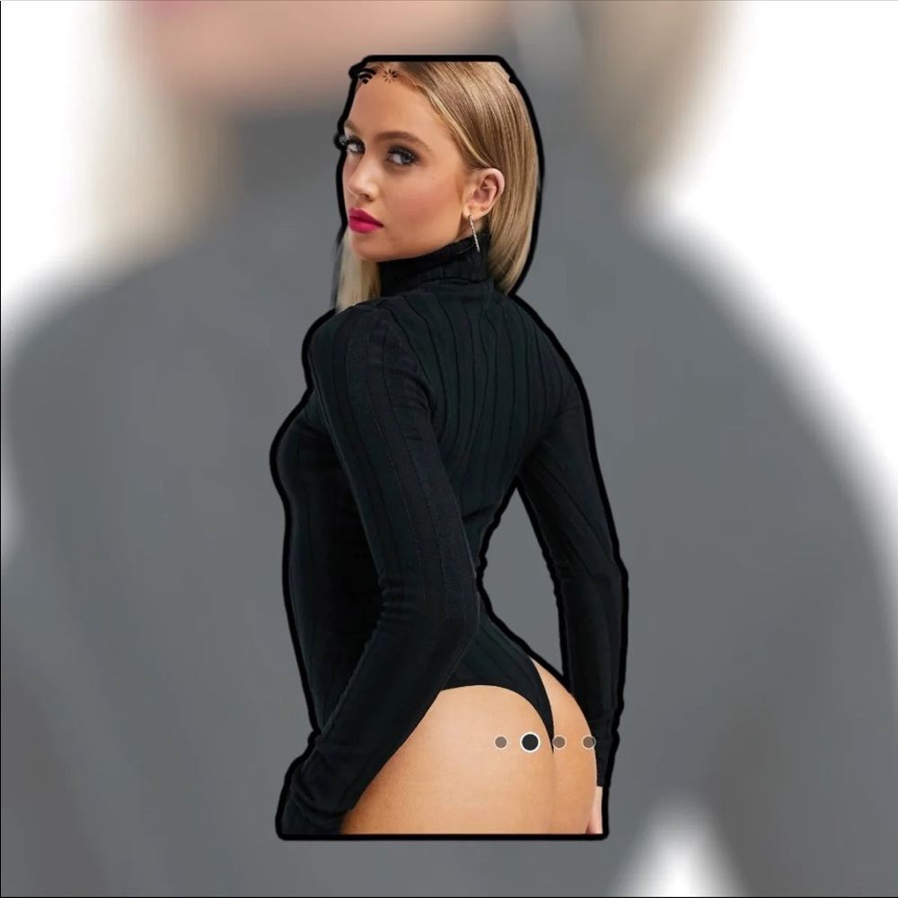 nwt ASOS Black ribbed knit sweater bodysuit - Picture 10 of 12